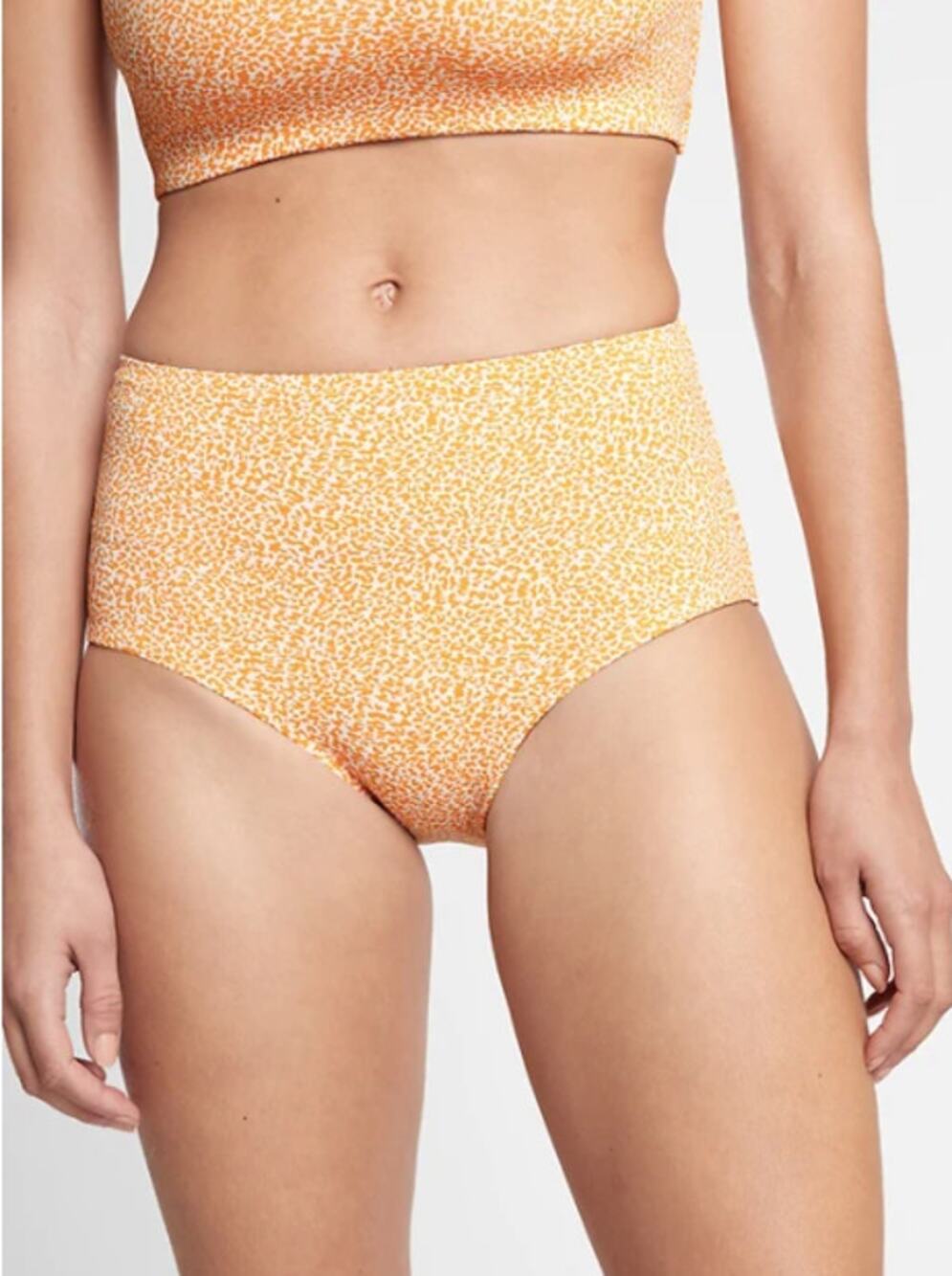 Athleta S micro cheetah abyssinian white High Waist textured bottom swimsuit SUP